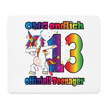 OMG endlich 13! Dabbing Einhorn 13. Geburtstag - Mousepad (Querformat) - Weiß - Vorne