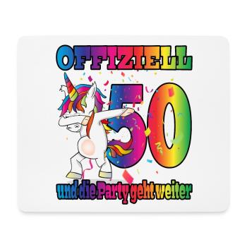 Offiziell 50 und die Party geht weiter - Einhorn - Mousepad (Querformat) - Weiß - Vorne