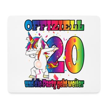 Offiziell 20 und die Party geht weiter - Einhorn - Mousepad (Querformat) - Weiß - Vorne