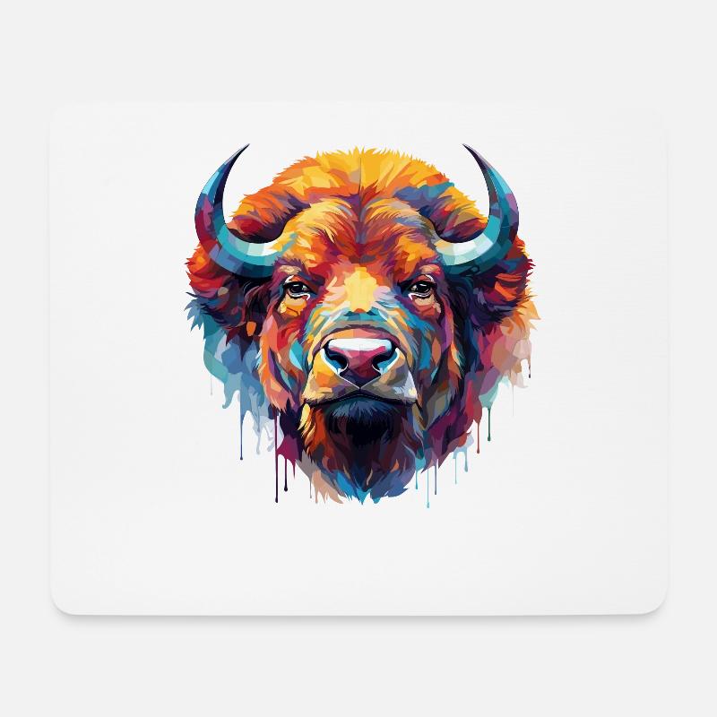 Bison - Mousepad (Querformat) - Weiß