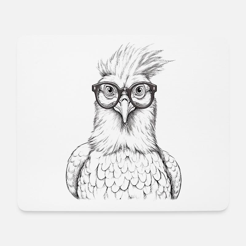 Chicken Brille - Mousepad (Querformat) - Weiß