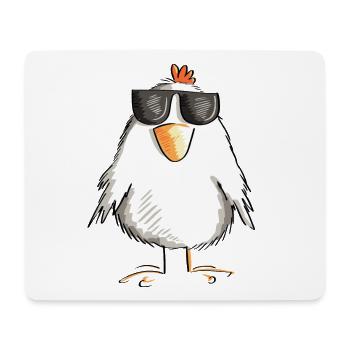 Huhn mit cooler Sonnenbrille - Hahn - Gockel - Mousepad (Querformat) - Weiß - Vorne