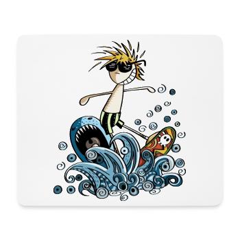 Cooler Power Surfer - Comic - Mousepad (Querformat) - Weiß - Vorne