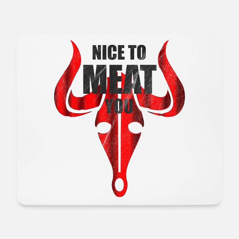 Nice to meat you - Grillen Fleisch Steak - Mousepad (Querformat) - Weiß