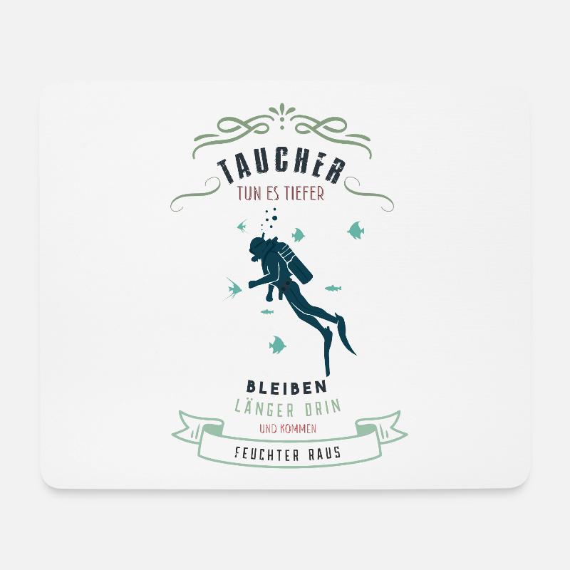 Taucher Shirt · Flossen Luft · Feucht Geschenk - Mousepad (Querformat) - Weiß