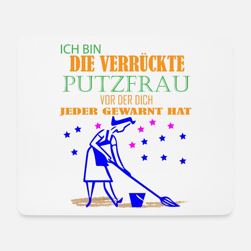 Die Verrückte Putzfrau Shirt - Hausfrau Geschenk - Mousepad (Querformat) - Weiß