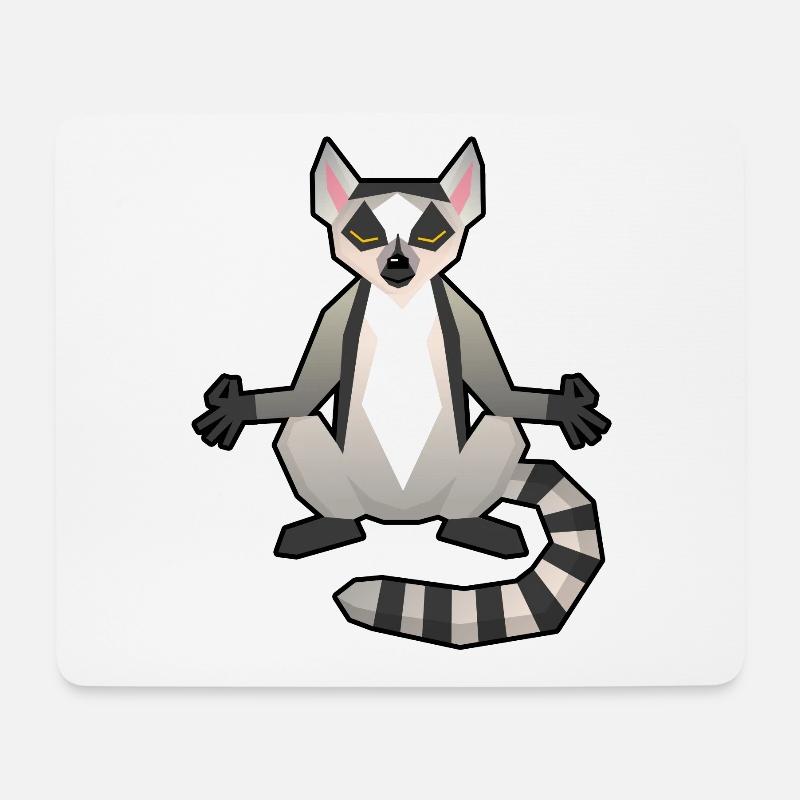 Lemur Meditation - Mousepad (Querformat) - Weiß