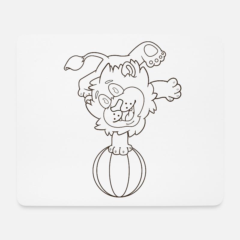 Lion équilibre - Tapis de souris (format paysage) - blanc