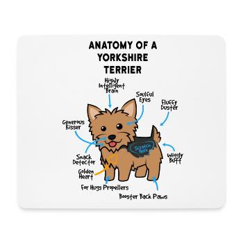 Anatomie Eines Yorkshire Terrier - Mousepad (Querformat) - Weiß - Vorne