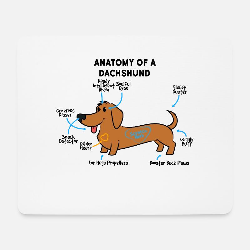 Anatomie Eines Dackel - Mousepad (Querformat) - Weiß