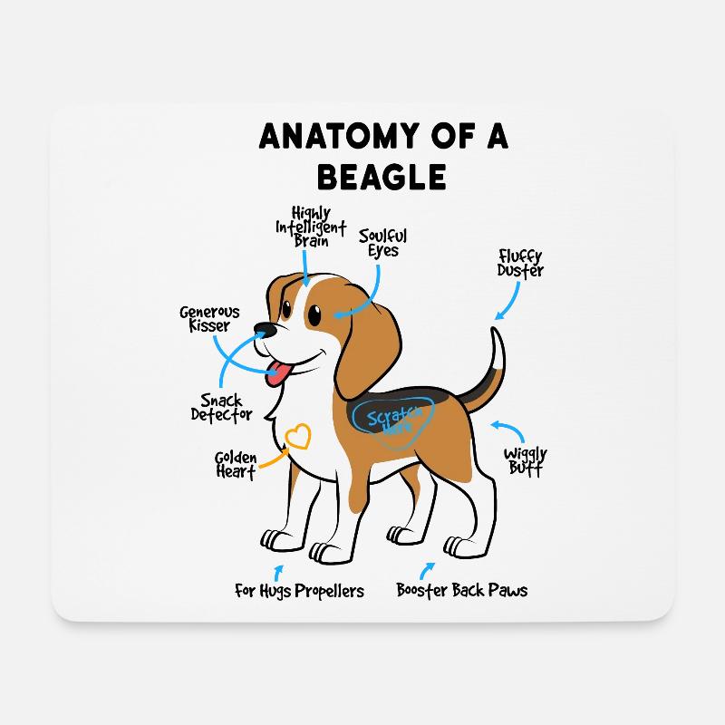 Anatomie Eines Beagle - Mousepad (Querformat) - Weiß