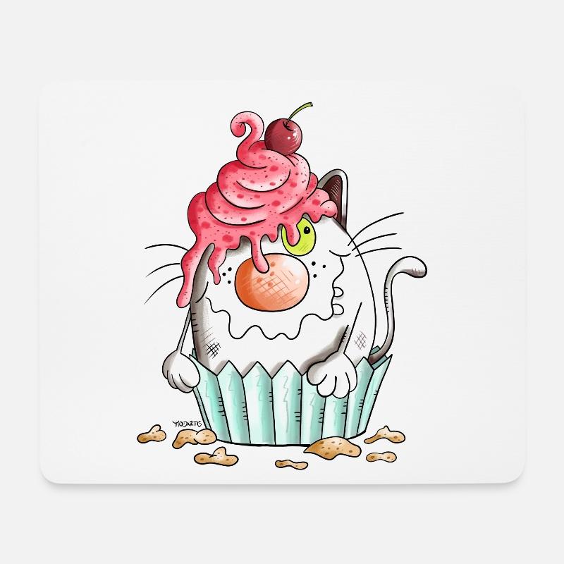 Katze liebt Muffin - Mousepad (Querformat) - Weiß