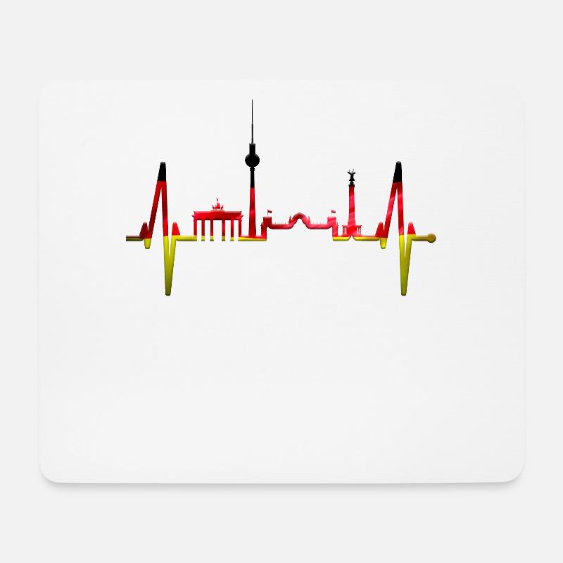 Berlin Herzschlag Berliner Skyline Geschenk Fan - Mousepad (Querformat) - Weiß