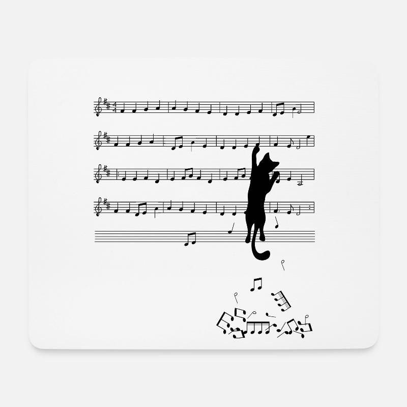 Katze Musik Noten - Mousepad (Querformat) - Weiß