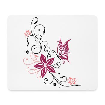 Flowers with filigree floral ornament. Feminine. - Mouse Pad (horizontal) - white - Front