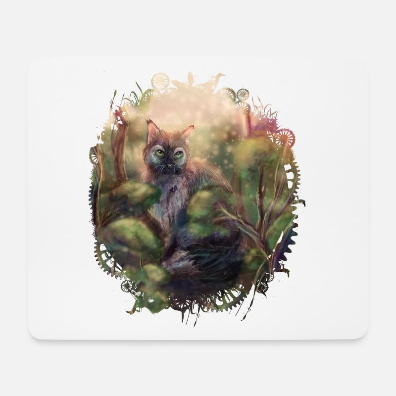 Wildkatze im Wald - Mousepad (Querformat) - Weiß
