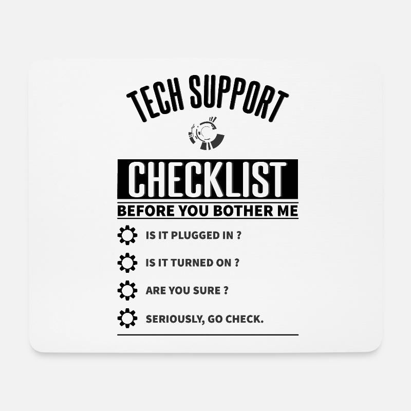 Tech Support Checklist Lustig - Mousepad (Querformat) - Weiß