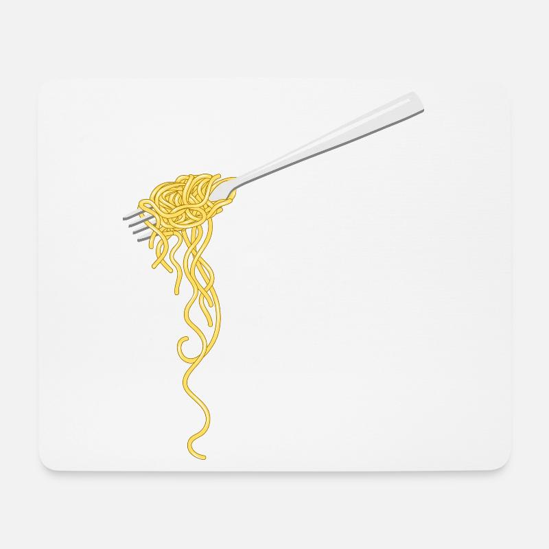Spaghetti Pasta auf einer Gabel - Mousepad (Querformat) - Weiß