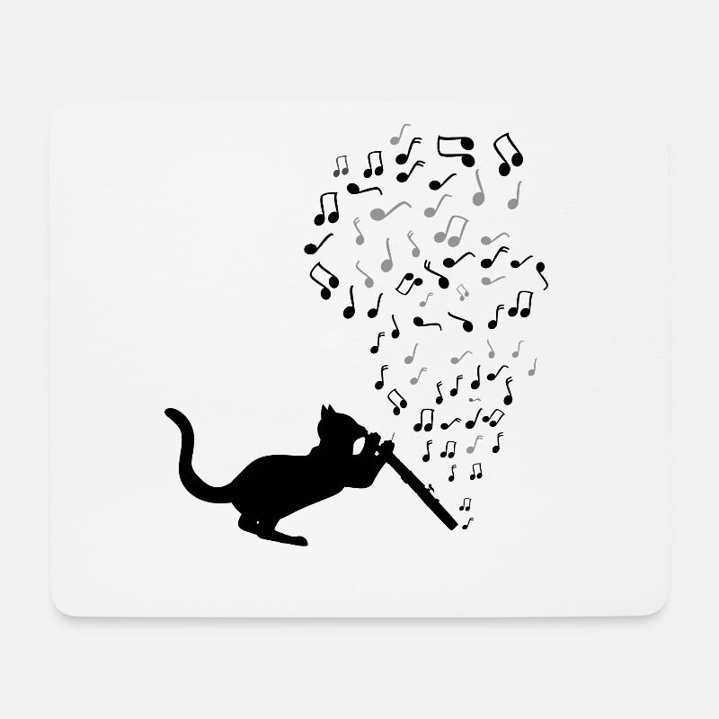 Art de la clé de clarinette musique chats mignons - Tapis de souris (format paysage) - blanc