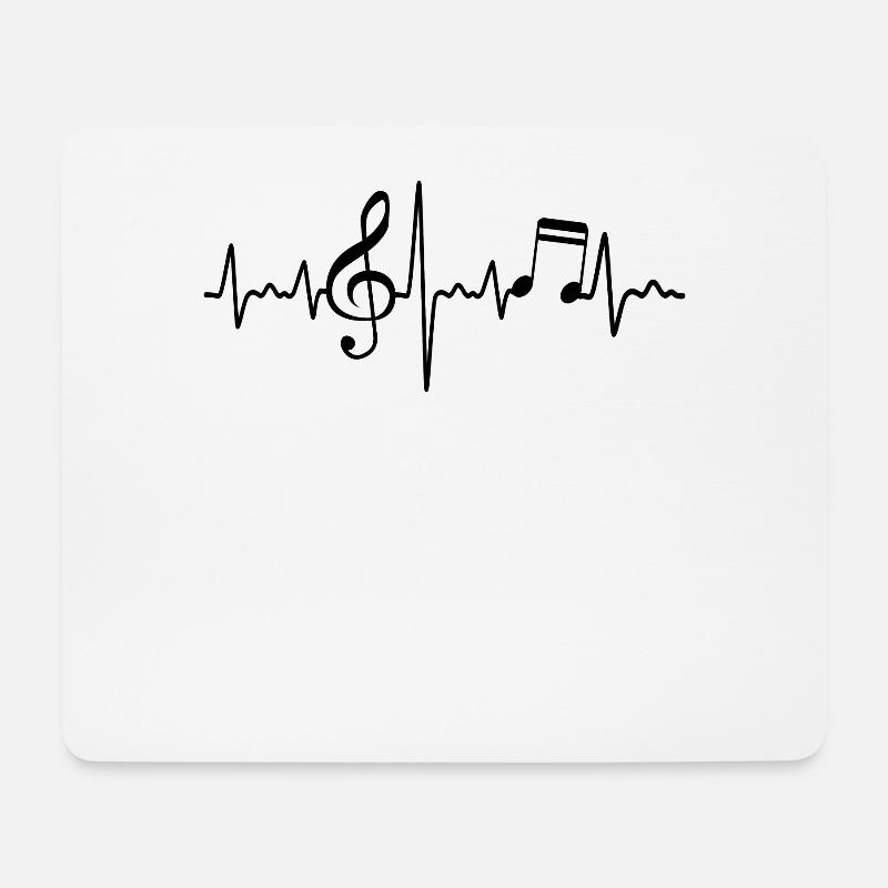 Herzschlag Musik Note Notenschlüssel EKG Geschenk - Mousepad (Querformat) - Weiß