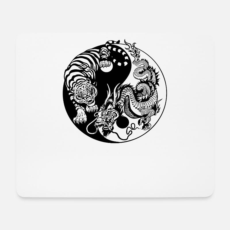 Yin Yang Tiger Drache Kung Fu Kampfsport - Mousepad (Querformat) - Weiß