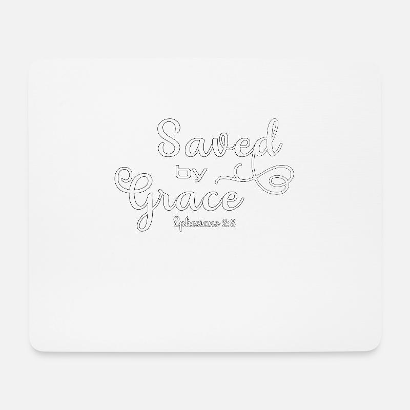 Christian Bible Verse - Saved by Grace - - Mouse Pad (horizontal) - white