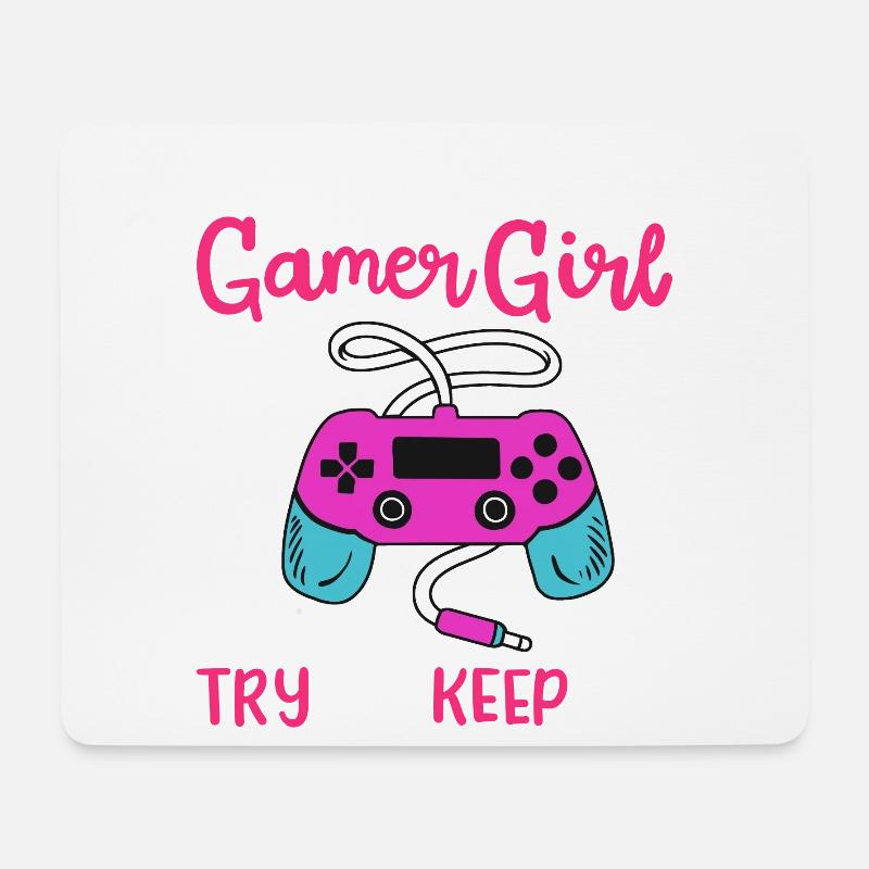 Gamer Girl Gamer Gaming - Mousepad (Querformat) - Weiß
