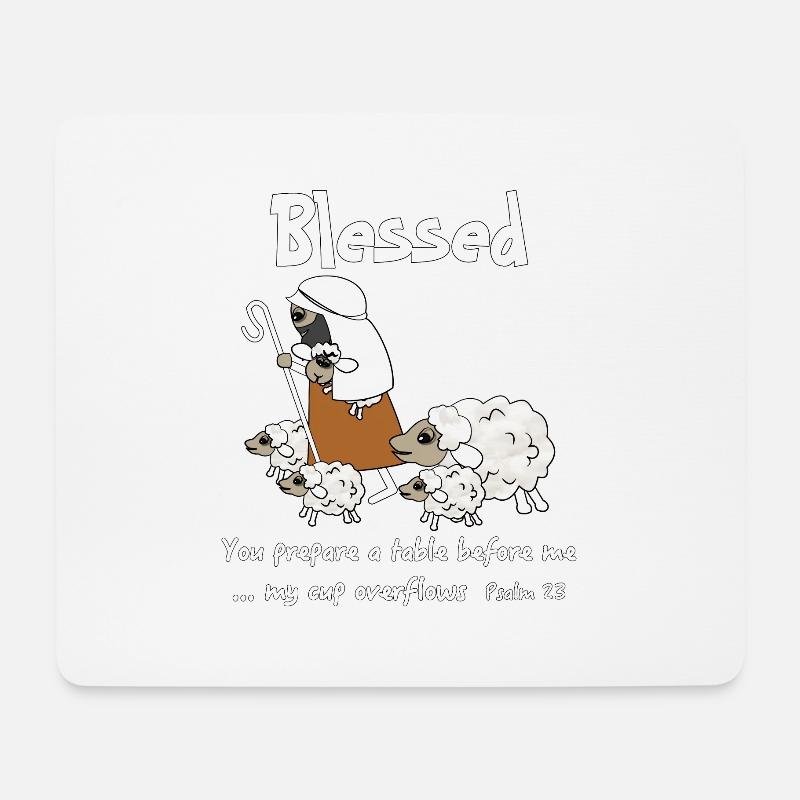 Christliches Design Gesegnete Schafe genießen Gottes - Mousepad (Querformat) - Weiß