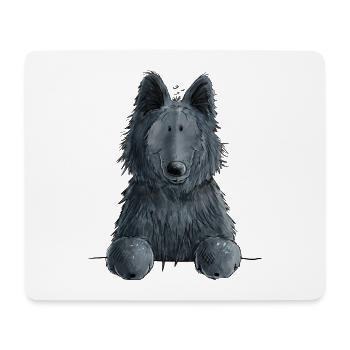 Happy Groenendael I Hund Kopf I Comic - Mousepad (Querformat) - Weiß - Vorne