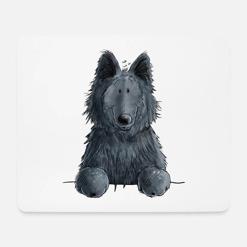 Happy Groenendael I Dog Head I Comic - Mouse Pad (horizontal) - white