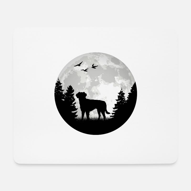 Kleiner Münsterländer Mond Wald Jagdhund - Mousepad (Querformat) - Weiß