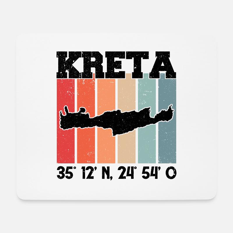 Kreta Koordinaten Griechenland Urlaub Reise - Mousepad (Querformat) - Weiß