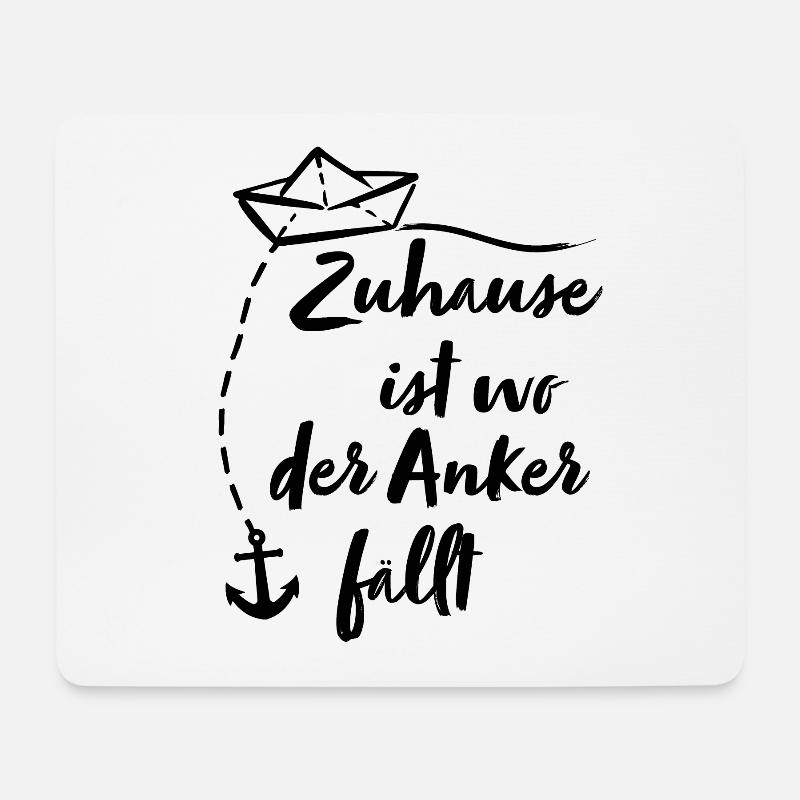 Papierschiff Zuhause ist wo der Anker fällt - Mousepad (Querformat) - Weiß