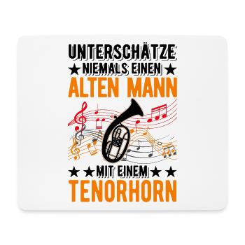 Tenorhorn Alter Mann Tenorhornist Tenorhornspieler - Mousepad (Querformat) - Weiß - Vorne