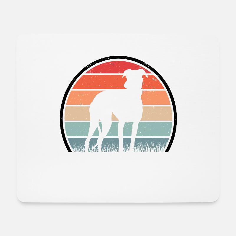 Whippet Retro Windhund Vintage Sighthound - Mousepad (Querformat) - Weiß