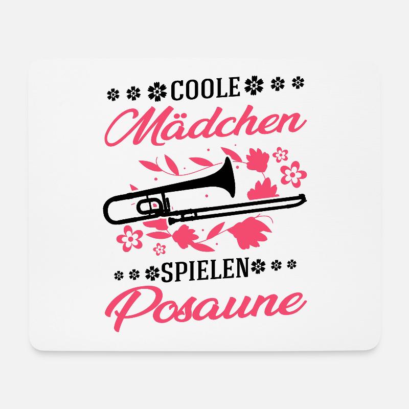 Coole Mädchen spielen Posaune Posaunistin - Mousepad (Querformat) - Weiß