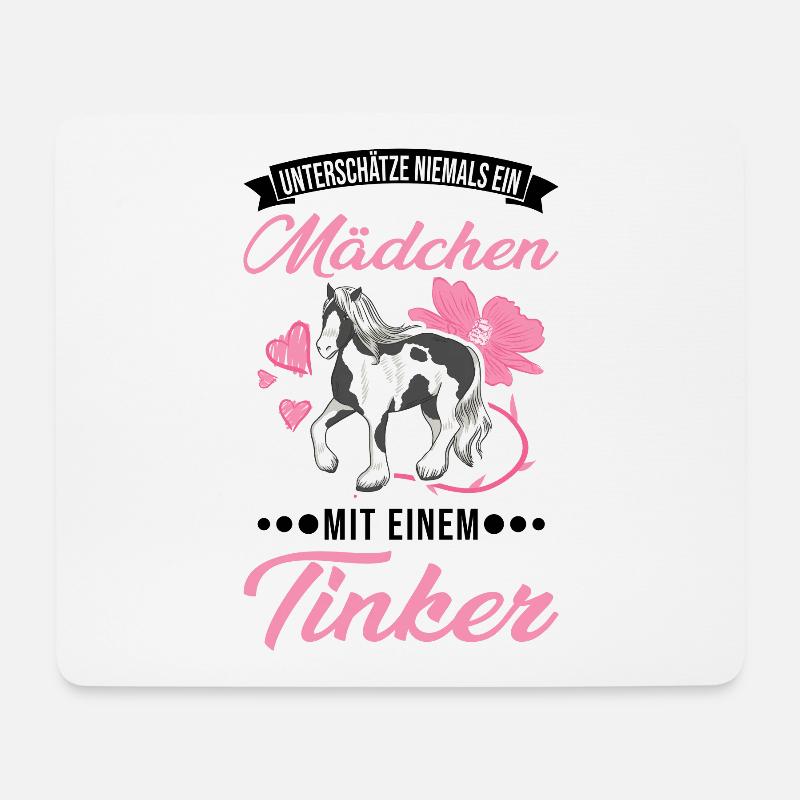 Irish Tinker Pferd Mädchen Tinker - Mousepad (Querformat) - Weiß