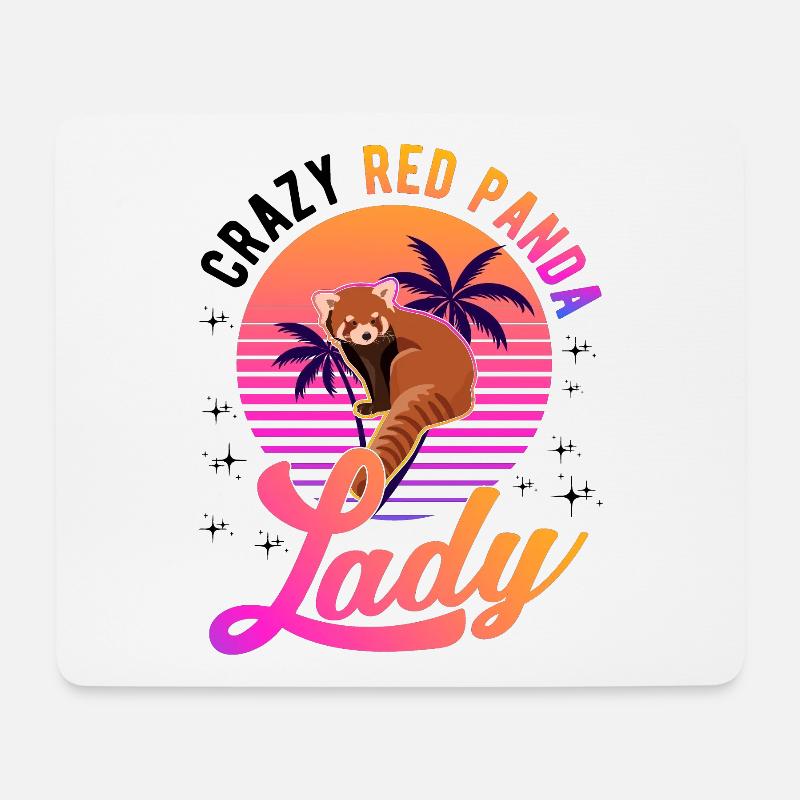 Crazy Red Panda lady Roter Panda - Mousepad (Querformat) - Weiß