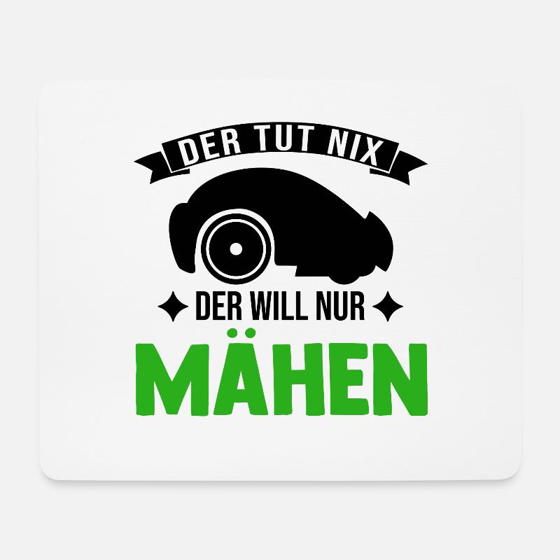 Der tut nix Der will nur mähen Mähroboter - Mousepad (Querformat) - Weiß
