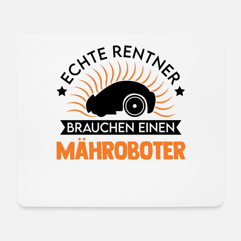 Echte Rentner brauchen einen Mähroboter Mähroboter - Mousepad (Querformat) - Weiß