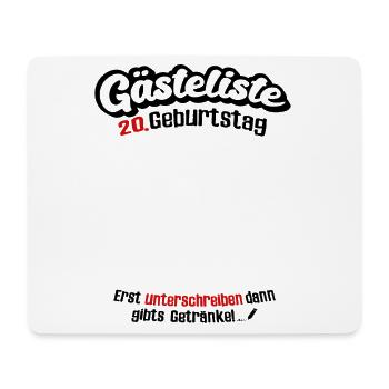 20. Geburtstag Gästeliste 20 Jahre Lustig Party - Mousepad (Querformat) - Weiß - Vorne