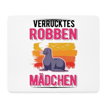Verrücktes Robbe Mädchen Seelöwe - Mousepad (Querformat) - Weiß - Vorne