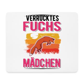 Verrücktes Fuchs Mädchen Fuchs - Mousepad (Querformat) - Weiß - Vorne
