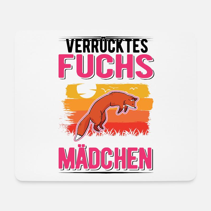 Verrücktes Fuchs Mädchen Fuchs - Mousepad (Querformat) - Weiß