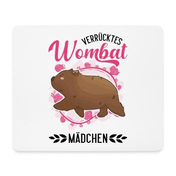 Verrücktes Wombat Mädchen - Mousepad (Querformat) - Weiß - Vorne