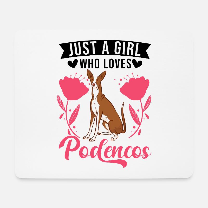 Just a girl who loves Podencos Mädchen - Mousepad (Querformat) - Weiß