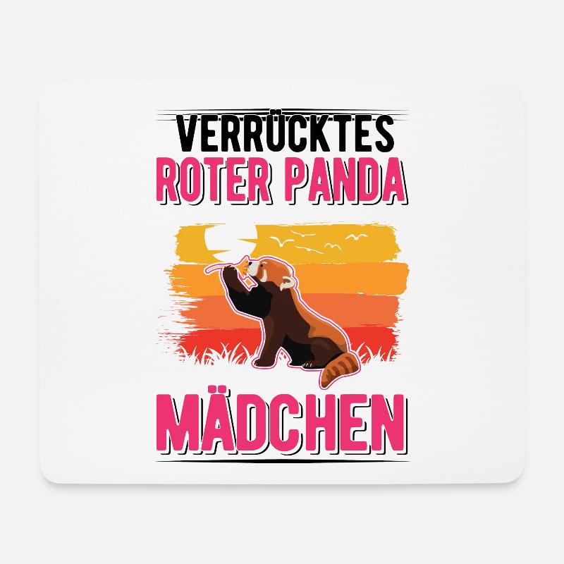 Verrücktes Roter Panda Mädchen - Mousepad (Querformat) - Weiß