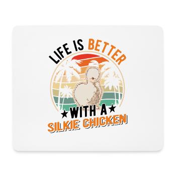 La vie est meilleure avec un Silkie Chicken Seidenhuhn - Tapis de souris (format paysage) - blanc - Devant