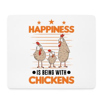 Le bonheur, c’est d’être avec Chickens Hühner - Tapis de souris (format paysage) - blanc - Devant