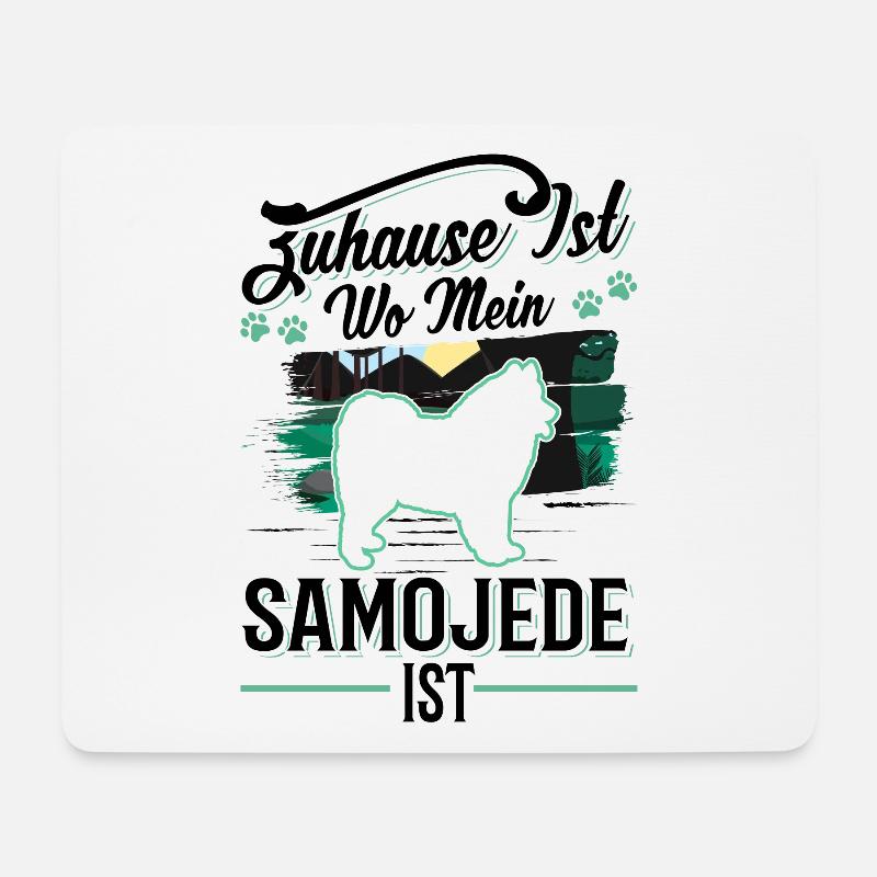 Zuhause ist wo mein Samojede ist Samojede - Mousepad (Querformat) - Weiß
